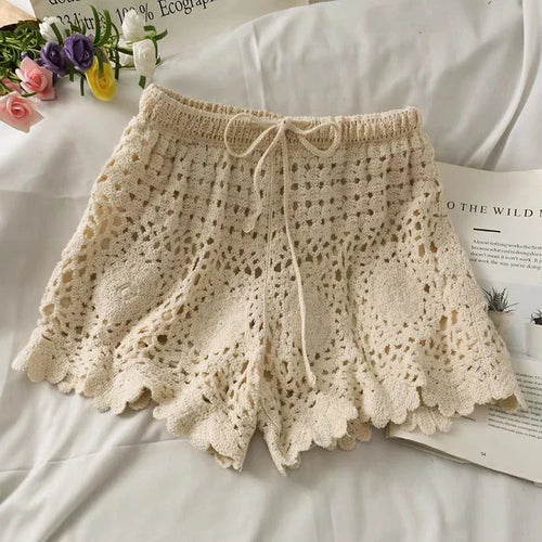 1/2PC Female Trend Summer Beach Floral Crochet Bohemian Boho Chic Short Women Fashion Hollow Out Aztec Ibiza Tribal Ethnic Short
